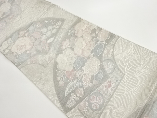 JAPANESE FUKURO OBI / SAGANISHIKI / WOVEN FLORAL PLANTS